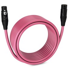 LyxPro Microphone 30 feet XLR Cable, Male to Female, 3 Pin Mic Cable, Pink