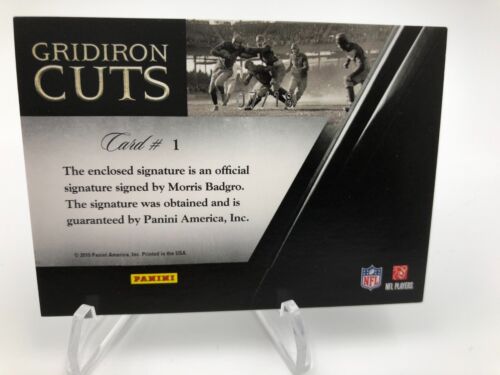 MORRIS RED BADGRO AUTO 2010 Panini GRIDRION CUTS RARE/18 Card NFL NY GIANTS HOF - Picture 3 of 7