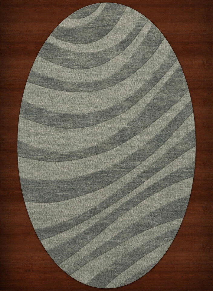 Blue Waves Swirls Stripes Lines Transitional Area Rug Abstract DV12 - Image 2 of 2