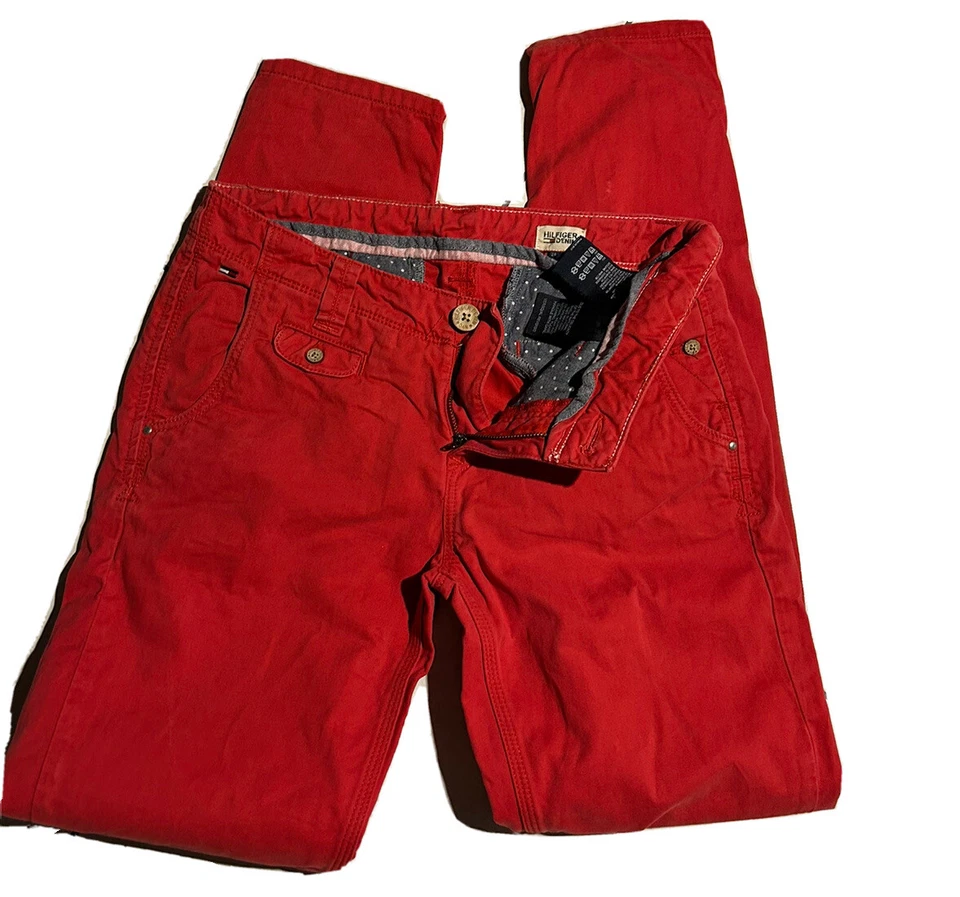 PANTALON ROUGE CHINO FEMME TOMMY HILFIGER TAILLE FR 36 MODELE SCARLET SLIM - Photo 4/4