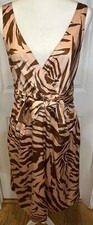 Marc By Marc Jacobs Pink Brown Animal Print Dress Size 12 Silk Blend