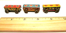 Three 3 Antique Post War Japanese Mini Tin Litho Toys City Trolley/Rail Cars