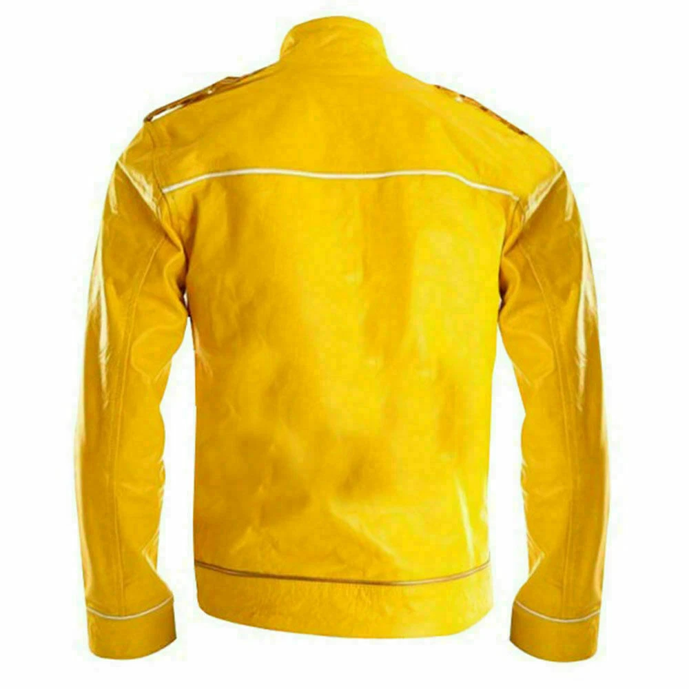 FREDDIE MERCURY WEMBLEY CONCERT YELLOW FAUX LEATHER JACKET MEN HALLOWEEN COSTUME image 2