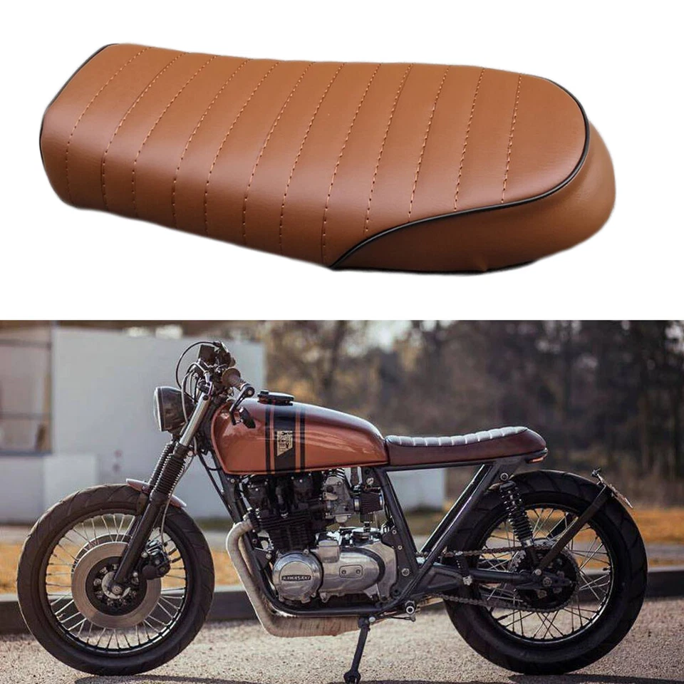 For Honda CB125 CB125S Motorcycle Flat Vintage Cafe Racer Seat Cushion Brown US - Image 3 of 4