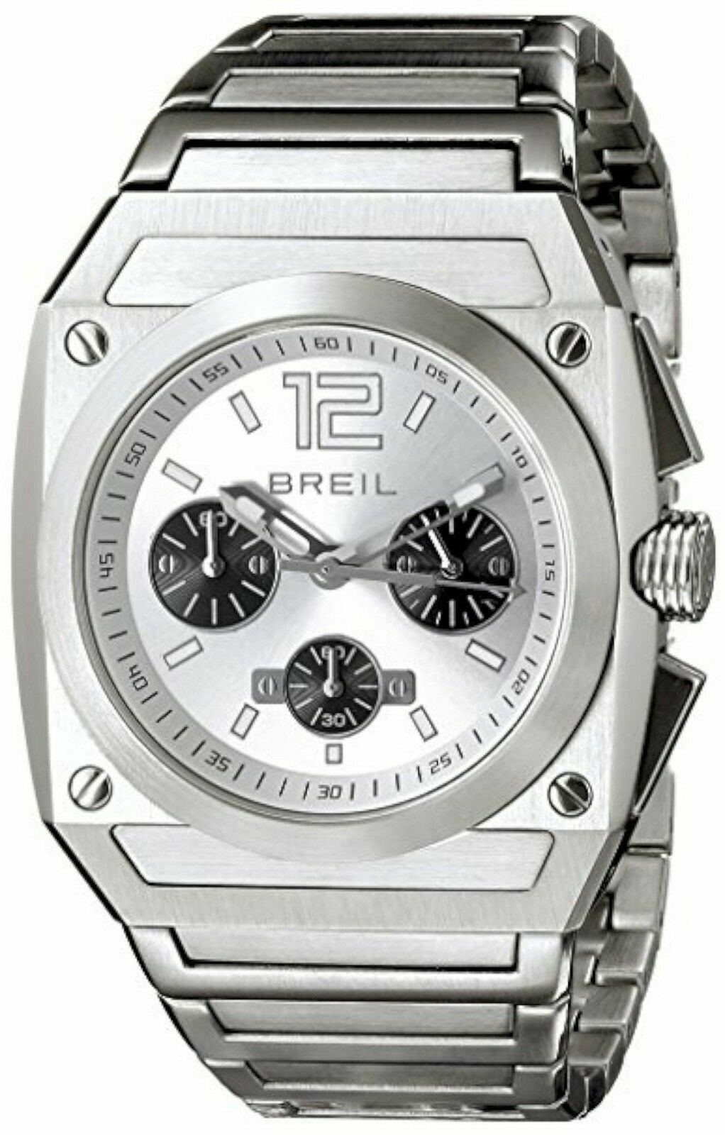NEW Breil Milano TW0690 Men's Analog Chronograph Silver SS Bracelet Sports Watch