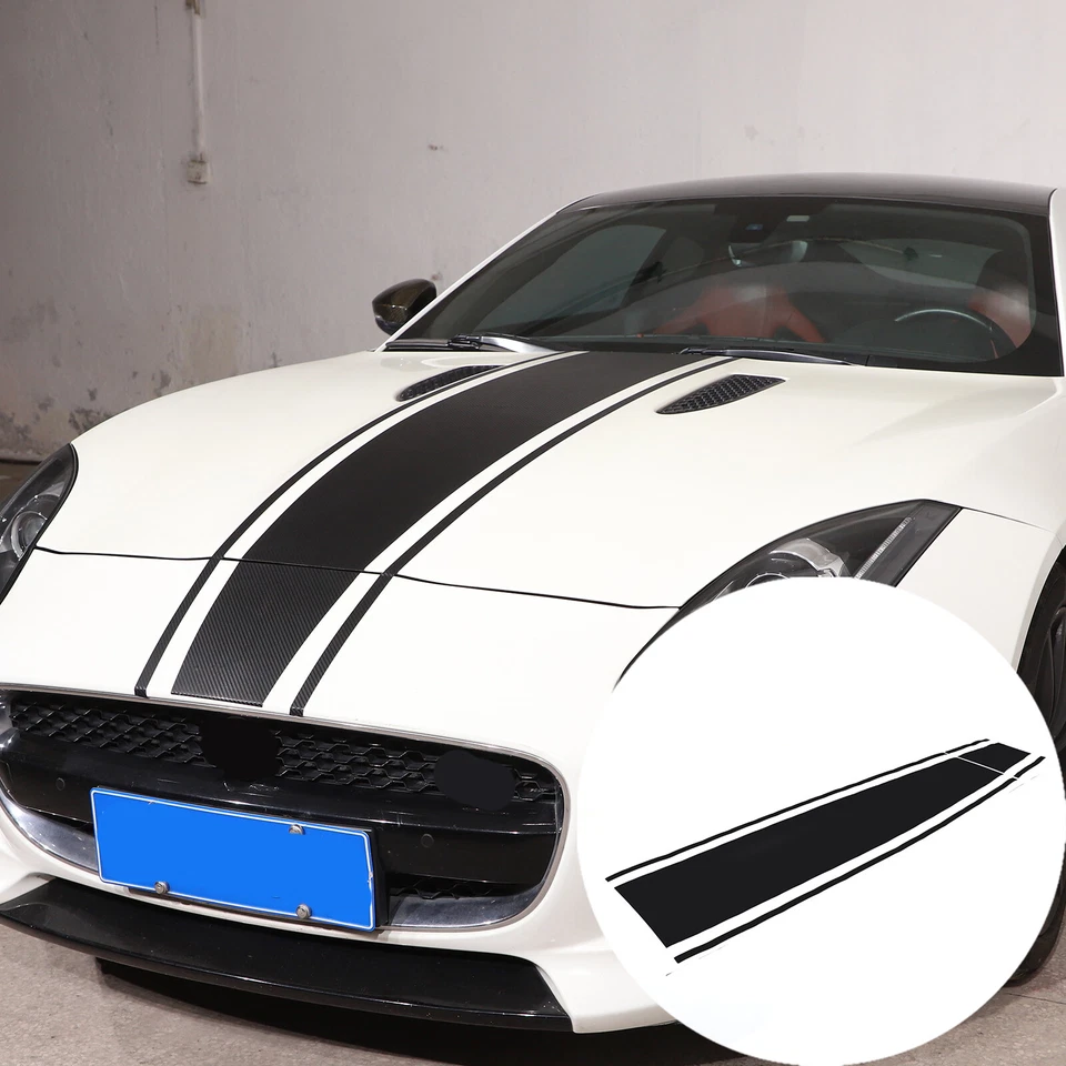 Bonnet Hood Racing Stripe Car Sticker Decal For Jaguar F-TYPE 2013-2022 Black — 第 2/4 张图片