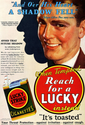 LUCKY STRIPE CIGARETTES *2X3 FRIDGE MAGNET* RETRO ADVERTISEMENT LUCKIES TOBACCO