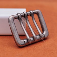 Heavy Metal Antique Silver 3 Pin Belt Buckle Replacement For 40mm Leather Strap