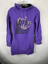 I.P. Zone Purple Hoodie "Love Da Beauty" Slit Side Pockets EUC Unisex S