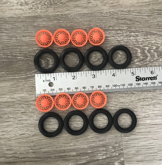 Ertl Model Car Replacement Parts Farm John Deere Tires Orange Rims Set