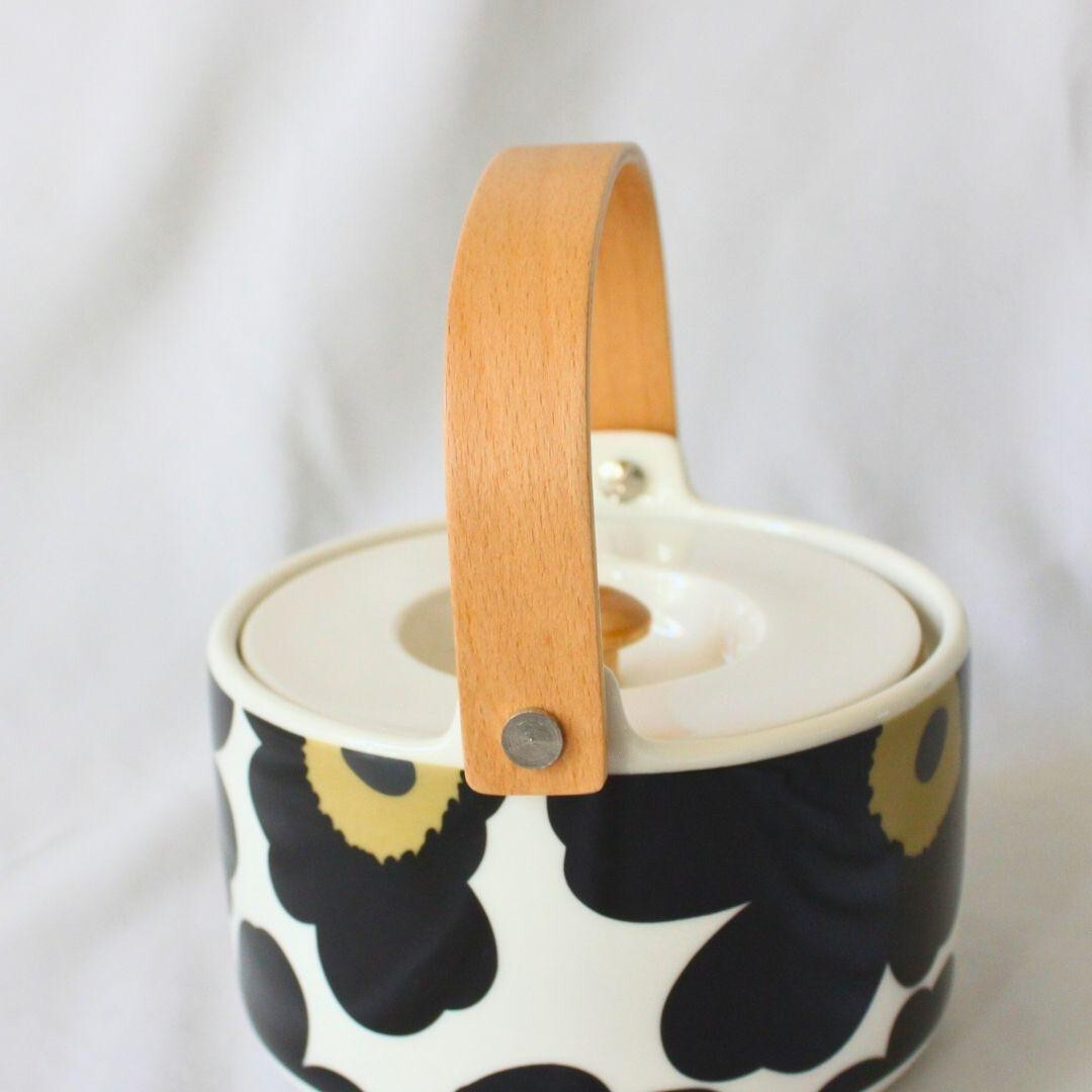 Marimekko Teapot Unikko 50th Anniversary Black White Gold Box