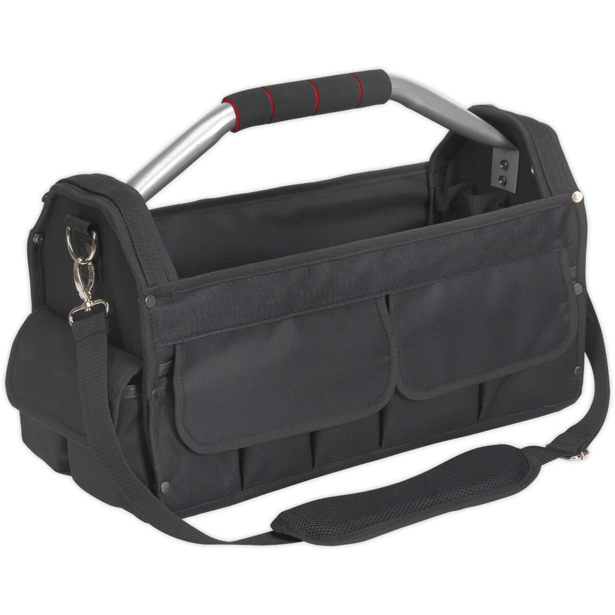 485 x 250 x 350mm Open Tool Bag BLACK 15 Pocket Rigid Base
