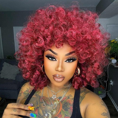 Red Curly Wigs for Black Women Short Loose Burgundy Curly Wigs for Women Curly