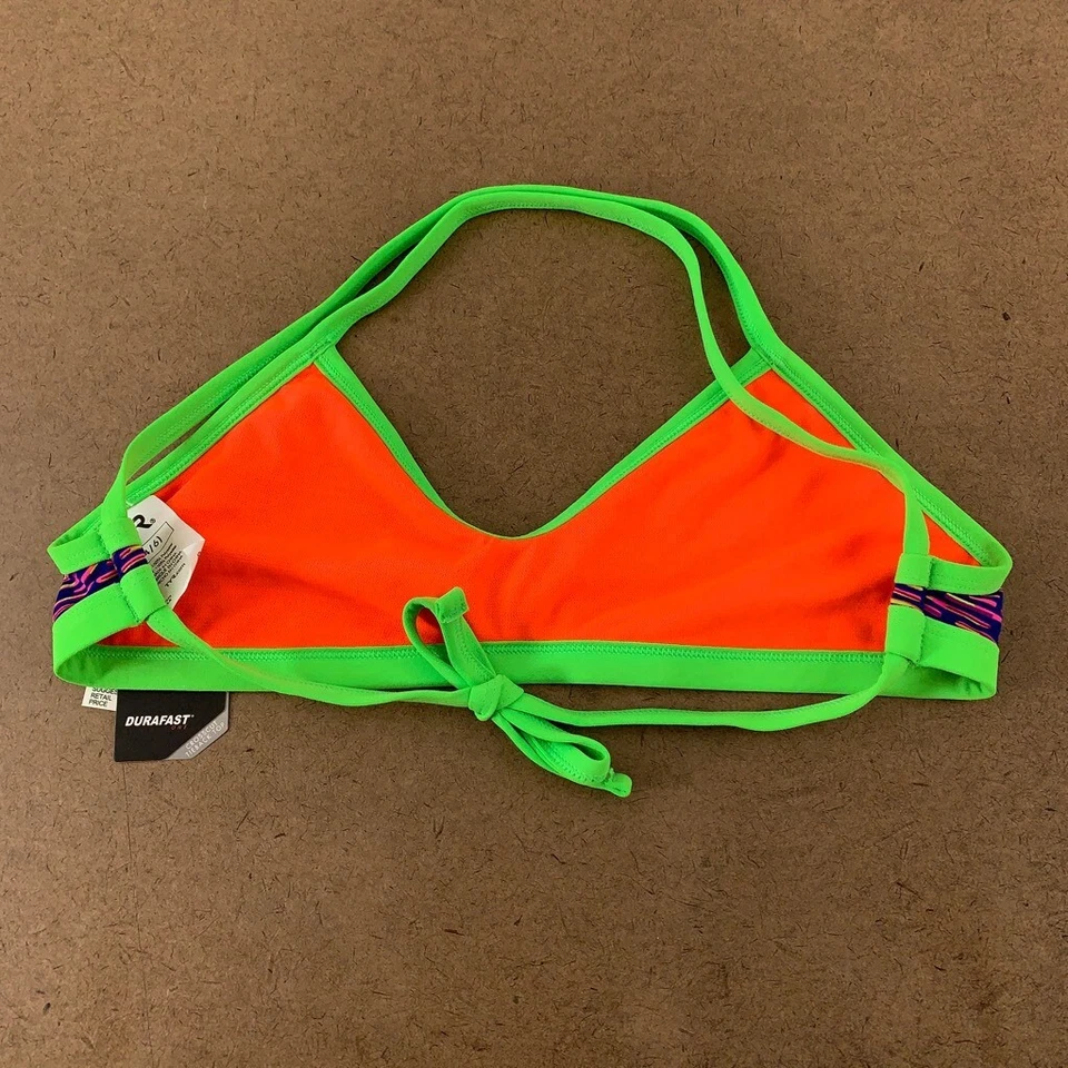 Top de natación de bikini Tyr Vitality para mujer verde coral cuello en V S nuevo Foto 2 de 4