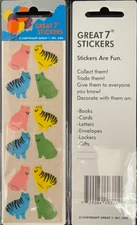 12 packages of Fuzzy Cat Stickers, "Great 7" Sticker Designs, PFZ0206