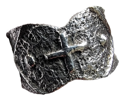 STERLING SILVER NORDIC MODERNIST HEAVY CROSS CRUCIFIX RING SIZE 9 W/MAKER'S MARK