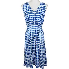 Kate Spade Dress Womens XS Blue Midi Sleeveless Party Tie Waist Preppy Sundress