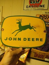 VINTAGE JOHN DEERE PORCELAIN SIGN FARM TRACTOR FARMING EQUIPMENT DEALER SALES