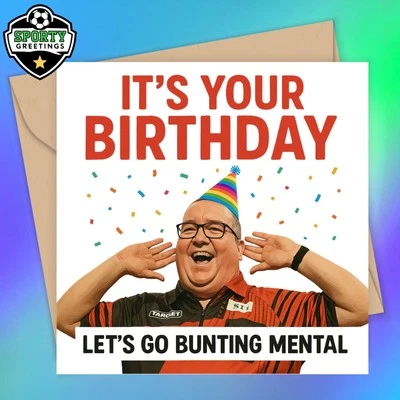 Darts Stephen Bunting Birthday Card - Darts Card, Darts Fan Card, Titanium