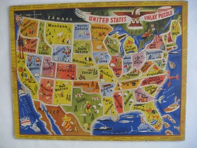 1949 No 125 A.M. Walzer Co. Dover United States Inlay Puzzle no Hawaii or Alaska