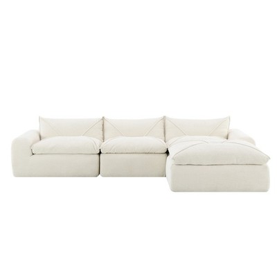 Convertible L-Shaped Sectional Sofa Chenille Fully Compressed Modular Couch