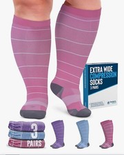 Doctor's Select 3 Pairs Plus Size Compression Socks Wide Calf - Up to 6XL NEW