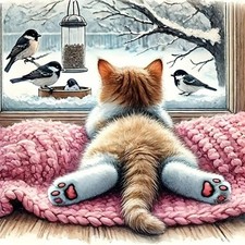 Cat Diamond Art Kits for Adults, Diamond Painting Kits for Beginner, 5D DIY roun