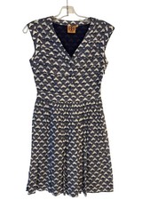 Tory Burch Geometric Print Sleeveless Dress Women’s Size 0 Cotton Blue/white