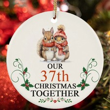 Our 37th Anniversary Christmas Together Ornament 37 Year Squirrel Couple Love