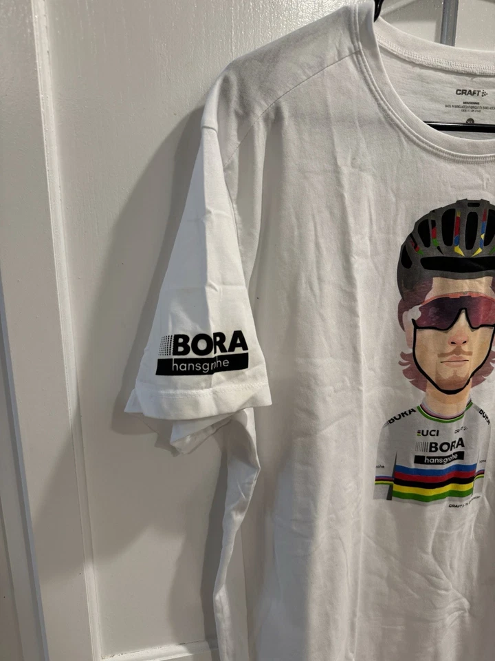 Camiseta de ciclismo artesanal Bora Hansgrohe VanDerPoel para hombre XL blanca SS ciclismo Foto 2 de 4
