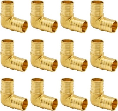 12-Pack PEX Fittings, Crimp 90 Degree Elbow, 1 Inch Copper for Tubing