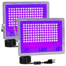 Eleganted 2 Pack 100W LED UV Black Light, Powerful Blacklight Flood Light wit...