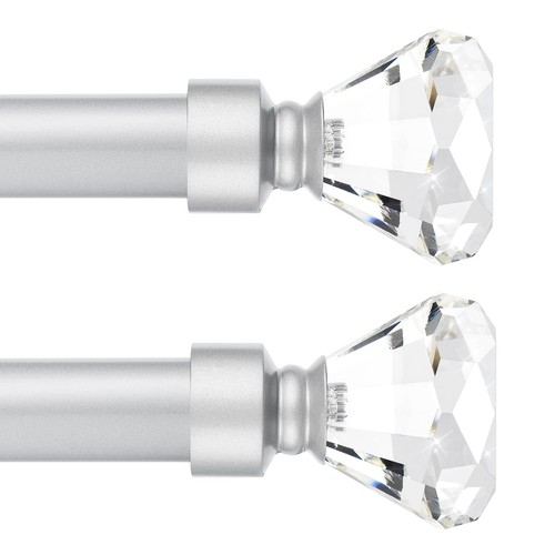 2Pack 1 Inch Diameter Single Window Treatment Curtain Rod Crystal Finial Home Cu