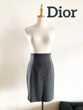 CHRISTIAN DIOR Vintage Knit Skirt Gray F/S from Japan