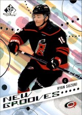 Ryan Suzuki 2025-26 SP Game Used New Groves card NG-24 Carolina Hurricanes