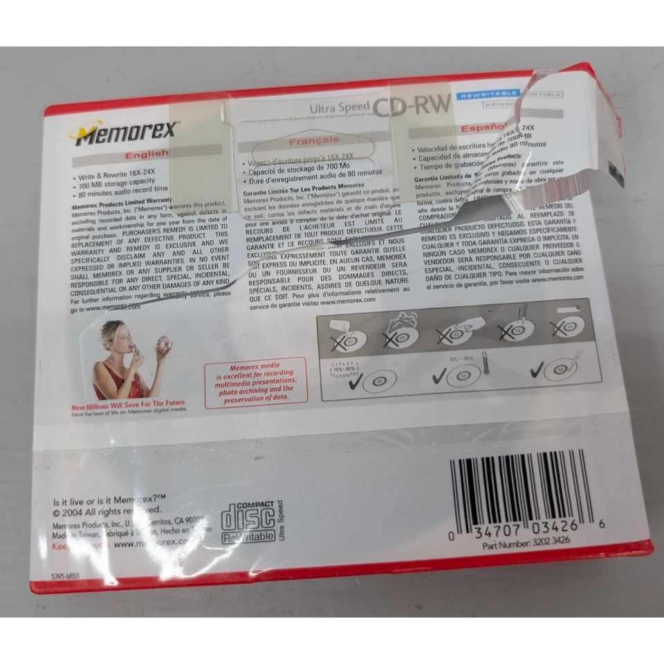 Memorex Ultra Speed CD-RW 5 Pack 24x 700MB 80 min Rewritable NEW — 第 2/4 张图片