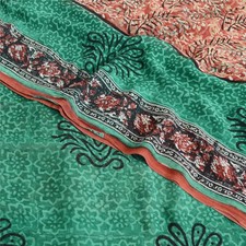 Sanskriti Vintage Red/Green Sarees Pure Georgette Silk Printed Sari Craft Fabric