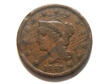 1842 Braided Hair Liberty Head Large Cent with F details, Nice *Low Priced* Coin