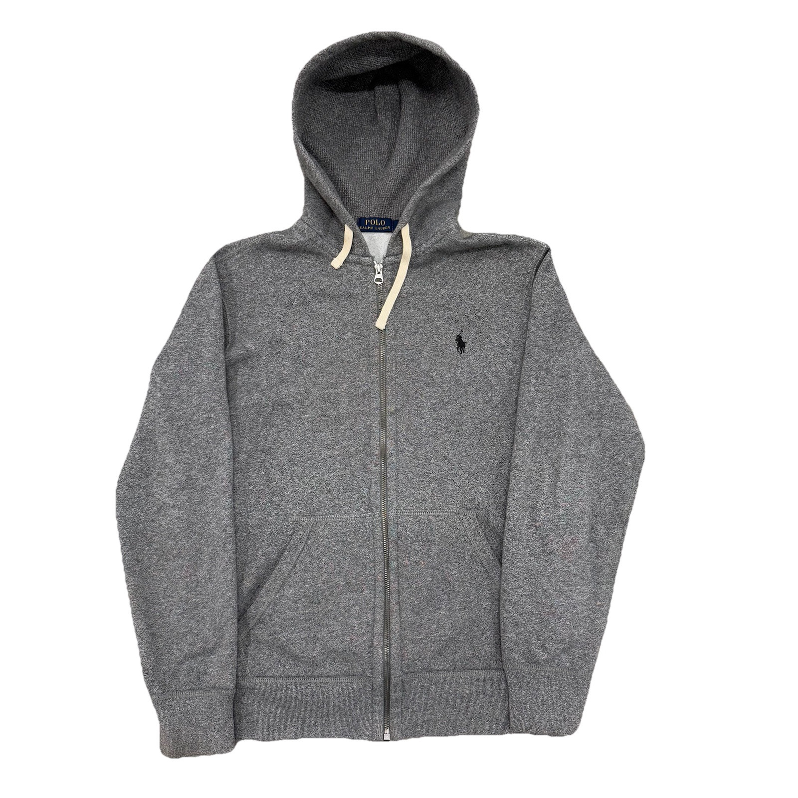 Polo Ralph Lauren Waffle Maglia Felpa con Cappuccio Uomo Grigio Medio Termico Pony