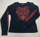 Vintage Harley-Davidson Shirt Womens XL Black Tribal Long Sleeve 2000s Y2K
