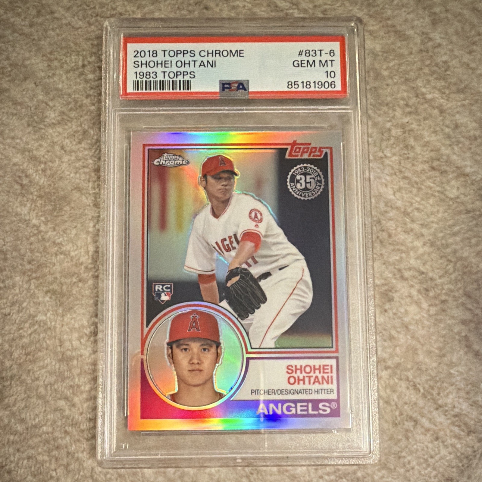 Topps 2018 Chrome Shohei Ohtani RC 1983 Topps Refractor #83T-6 PSA 10