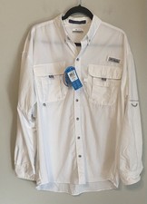 NWT Columbia Men's PFG Bahama II White Shirt UPF Omni-Shade Fishing FM7048