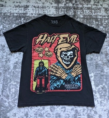 333 Half Evil T-Shirt Evil Figures Graphic Print, Black - Large 