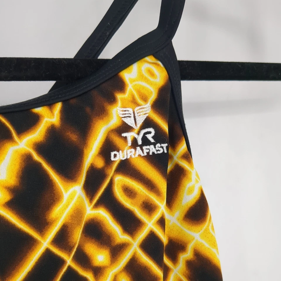 TYR Durafast One-Piece Swimsuit Yellow Brown Black Womens Size 36 - Image 2 of 4