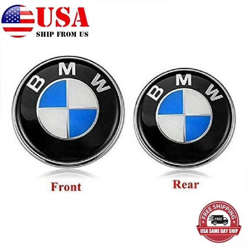 2PCS Front Hood & Rear Trunk FOR BMW Badge Emblem (82mm & 74mm) NEW Logo Foto 3 de 4