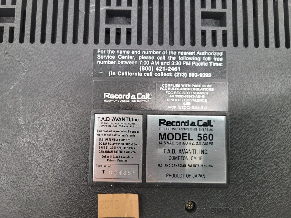 Record A call 560 Telephone Answering System - Image 4 of 4