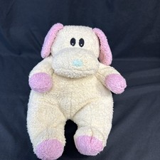 Vtg 1999 Ty Baby Plush Pillow Pals Dogbaby Yellow Pink Puppy Dog Rattle Used