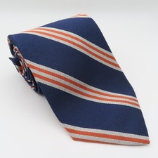 Brooks Brothers Tie Silk Blue Orange Striped Repp 3.75" Wide 56" Long USA Makers