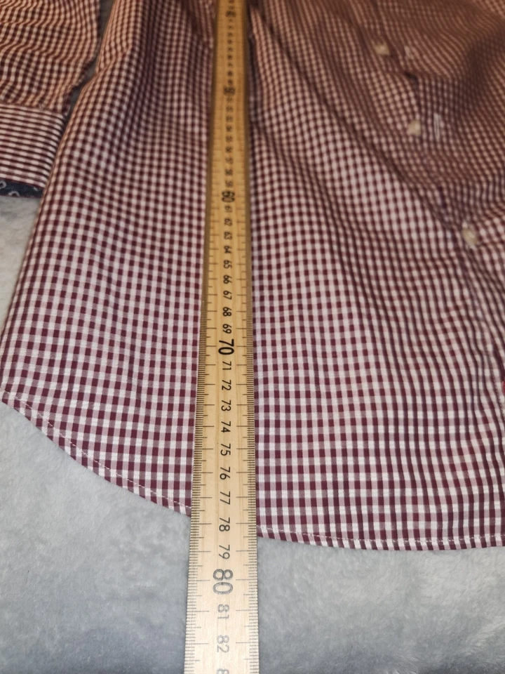 Camisa de vestir English Laundry para hombre M 15,5 32/33 borgoña cuadros guinga manga larga Foto 4 de 4