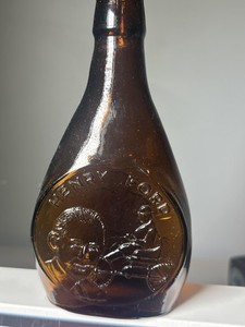 Vintage Henry Ford Amber Glass Embossed Commemorative Bottle Museum Editions Ltd